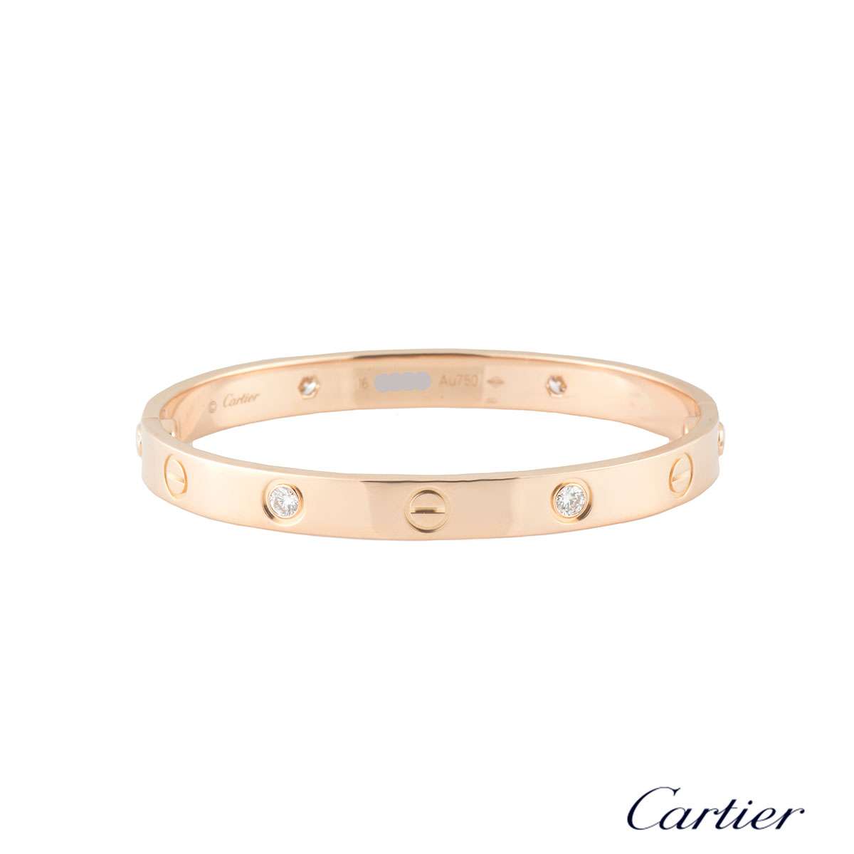 cartier love bracelet rose gold size 16